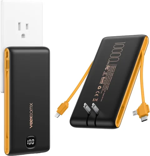 Vista 12 de VEEKTOMX Cargador portátil con cables incorporados y enchufe de pared de CA Negro rojo