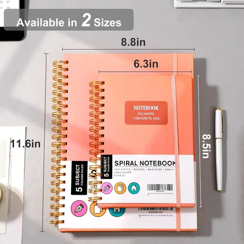 Vista 5 de Yoment Cuaderno de espiral de tapa dura de 8.5 x 11 pulgadas, 240 páginas, cuadernos grandes A4 para el trabajo, 100 GSM, cuaderno de papel