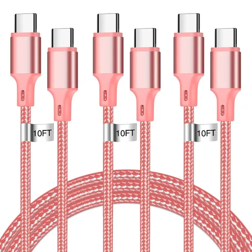 Vista 10 de Cable de carga USB A a USB C, paquete de 5 [3/3/6/6/10 pies] cable de carga rápida tipo C de alta velocidad de datos y transferencia compatible