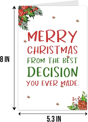 Vista 2 de Qiliji Tarjeta de Navidad romántica para él y ella, divertida tarjeta de Navidad para marido, esposa, novio y novia, regalo de tarjeta de Navidad