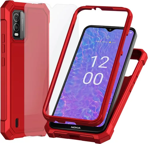 Vista 12 de Ailiber Funda para Nokia C210, protector de pantalla de vidrio templado, parachoques de TPU de 2 capas, protección resistente, color negro