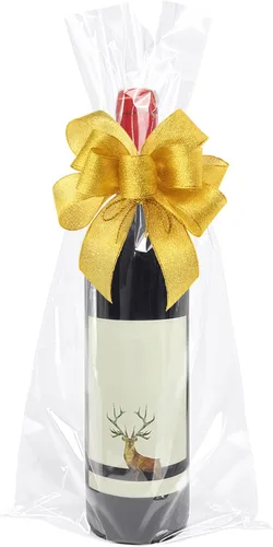 Vista 7 de Bolsas de Celofán de 8 x 16 Pulgadas, 50 Piezas Bolsas de Regalo de Celofán Transparente para Botellas de Vino Bolsas de regalo de celofán