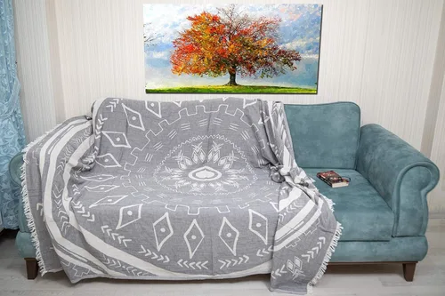 Vista 2 de Bersuse Manta turca Kona XL 100% algodón, 75 x 90 pulgadas, color antracita