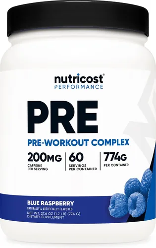 Vista 12 de Nutricost Polvo de pre-entrenamiento complejo (30 porciones, frambuesa azul) - Suplemento pre-entrenamiento con beta-alanina, taurina y aminoácidos