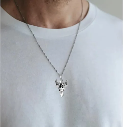 Vista 6 de Collar de urna con cruz de ala de ángel In Loving Memory para mamá, papá, abuela, cenizas humanas, miembros de la familia, recuerdo conmemorativo