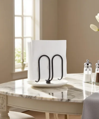 Vista 5 de VROOMIUM Servilletero para Mesa, Limpieza Sin Esfuerzo con Base de Cerámica, Peso de 1 lb, Servilleteros Negros para Servilletas de Papel