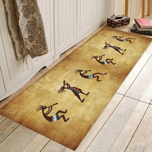 Vista 2 de Alfombra de pasillo larga rústica del suroeste para pasillo, alfombra de área rectangular de nativos americanos del suroeste nativo americano