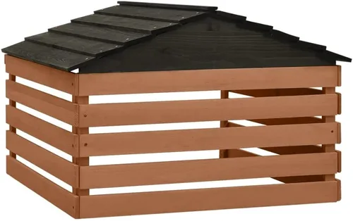 Vista 7 de vidaXL Cortacésped Garaje de madera Storgae en Negro/Marrón