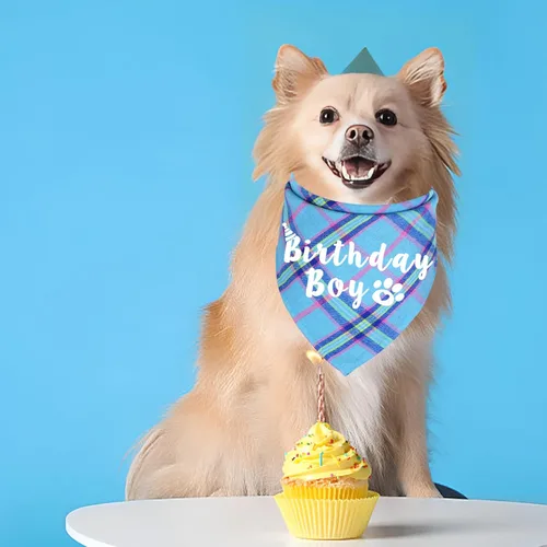 Vista 5 de Bandana de cumpleaños para perros, bandana de cumpleaños de varios tamaños para perros, bandana de cumpleaños para perros pequeños y mascotas