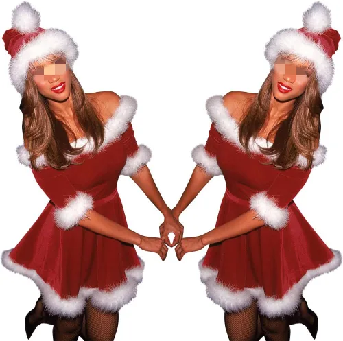 Vista 2 de Wrrkayly Disfraz de Papá Noel para mujer, vestido de terciopelo con capucha, vestido de Navidad, juego de rol, vestido de cosplay bodycon para fiesta