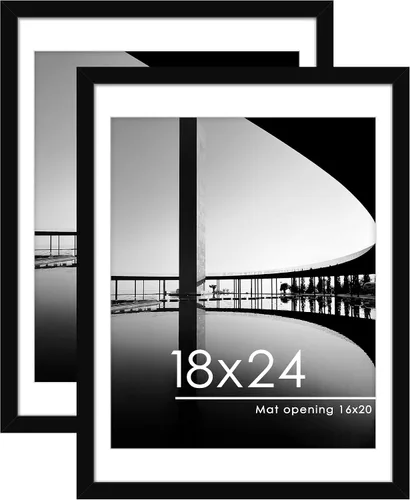 Vista 13 de PEALSN - Juego de 2 marcos de fotos de 12 x 18, muestra fotos de 11 x 17 con paspartú o 12 x 18 sin paspartú para montaje en pared, marcos para Negro