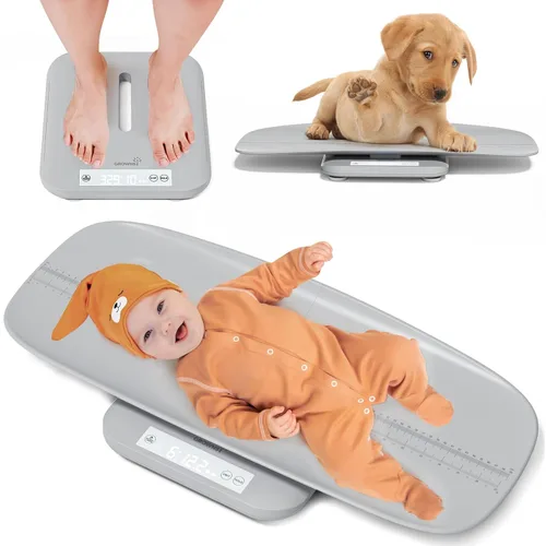 Vista 9 de GROWNSY Digital Baby Scale & Pet Scale Up to 330 lbs, Beige Accurate Weighing, 330 lb Capacity, Hold Function, 27" Height Measurement and