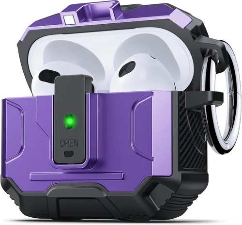 Vista 36 de DASFOND - Funda de armadura para AirPods de 2ª y 1ª generación, carcasa de cuerpo completo de grado militar a prueba de golpes, soporte de carga