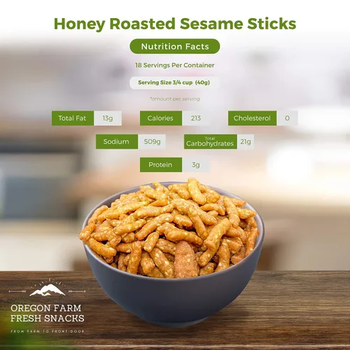 Vista 5 de Oregon Farm Fresh Snacks Palitos de sésamo tostado con miel, 26 onzas