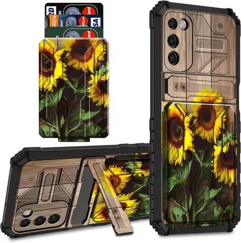 Vista 62 de Funda protectora de TPU suave para Samsung Galaxy A03S con soporte para tarjeta de crédito y soporte de doble capa de policarbonato duro de TPU