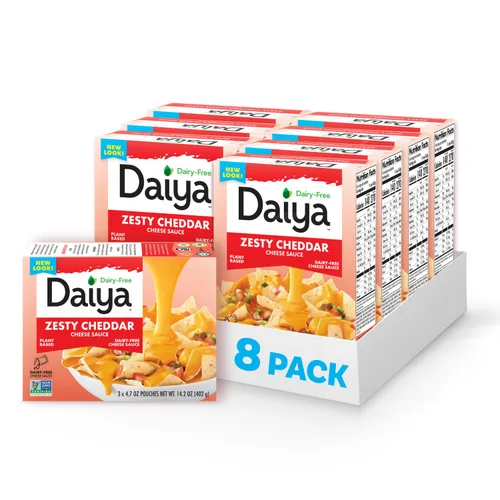 Vista 8 de Salsa de queso cheddar sin lácteos, rica a base de plantas, cremosa, salsa de queso, 14.2 onzas (paquete de 8)