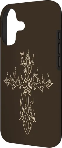 Vista 2 de Burning Cross in Flame Emo E-Girl Boy Alt Trad Mall Y2K Goth Case for iPhone 17