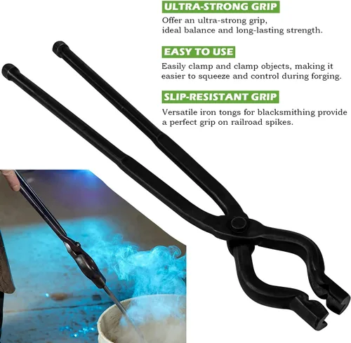 Vista 3 de Cuchillo de perno en V de 17" que hace pinzas de herrero Wolf Jaw Bladesmith Yunque Forge Herramientas Bladesmith Anvil Forge Tools for Knife