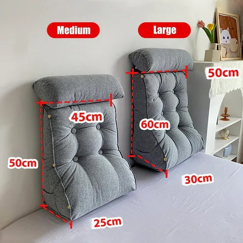 Vista 5 de Almohada de lectura con cuello, respaldo de cabecera triangular, cojín de soporte lumbar, almohada de apoyo de espalda para soporte de espalda