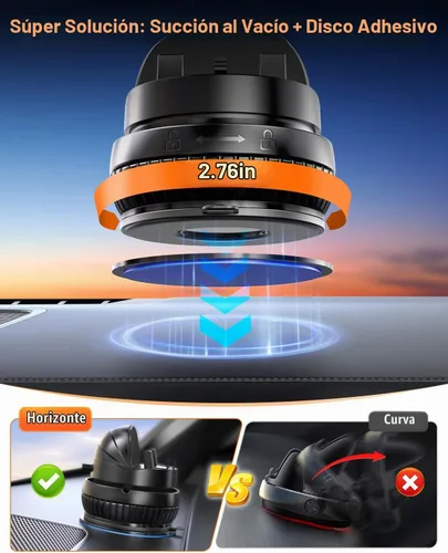 Vista 9 de pop-tech Soporte para teléfono con ventosa de automóvil: rotación de 360° y ajustable en 30°: soporte para teléfono celular con ventosa al vacío