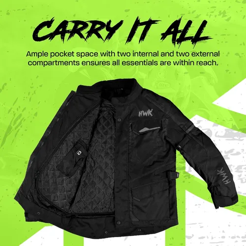 Vista 5 de Chaqueta de motocicleta para hombres para viajes y aventuras, reforzamiento CE, a prueba de agua, AVD, para las 4 estaciones