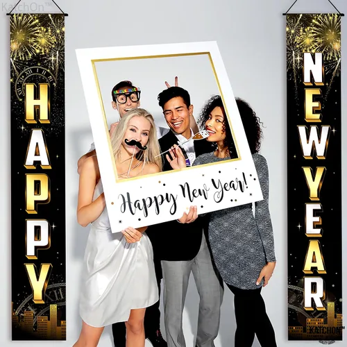 Vista 7 de KatchOn, Cartel de puerta de feliz año nuevo, 72 x 12 pulgadas, pancarta de feliz año nuevo para decoraciones de Año Nuevo 2026 Decoraciones NYE