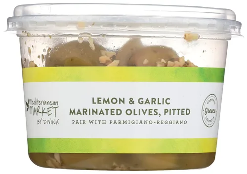 Vista 8 de MEDITERRANEAN MARKET BY DIVINA Aceitunas de ajo y limón marinadas sin hueso, 8.1 onzas