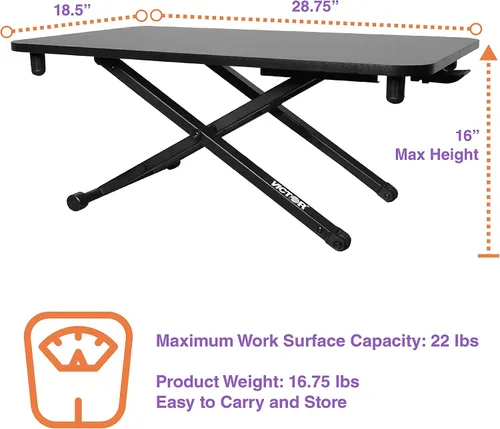 Vista 3 de Victor Escritorio de pie – Soporte ajustable para monitor y convertidor de escritorio de oficina para portátil o pantalla única, estación de trabajo