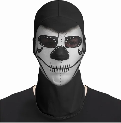Vista 6 de Obacle Máscara de calavera para Halloween, fantasma, máscara de cara completa, pasamontañas aterradoras, disfraz de cosplay Cara de bandera