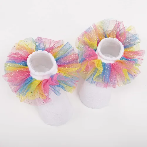 Vista 4 de 8 pairs girls ruffle socks lace ruffle princess dress socks newbornsbabiestoddlerslittle girls