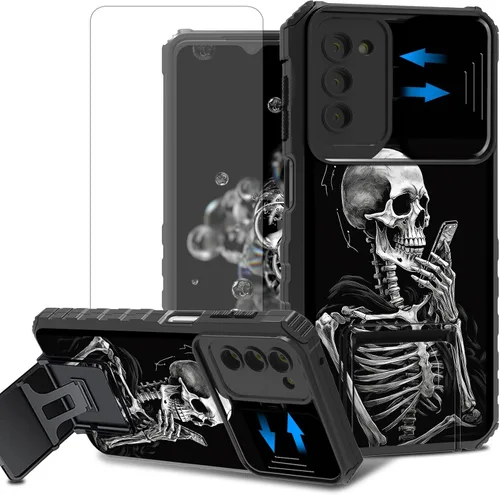 Vista 46 de Funda para teléfono Samsung Galaxy A15 5G con protector de pantalla con cubierta deslizante para cámara y soporte de doble capa híbrida resistente a