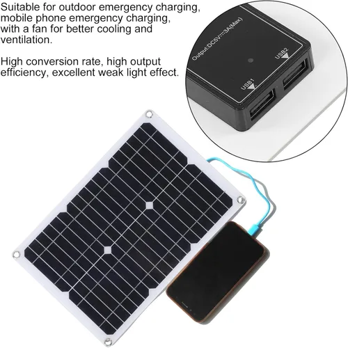 Vista 9 de VGEBY Cable de cargador de coche, 20 W 18 V silicio monocristalino panel celular de energía solar teléfono al aire libre cargador de batería