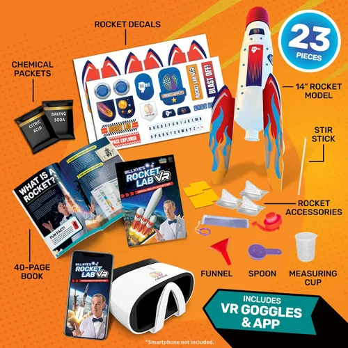 Vista 2 de Abacus Brands Bill Nye's Science Squad: Rocket Lab VR - Kit de ciencia para niños de realidad virtual, libro y juego de actividades de aprendizaje