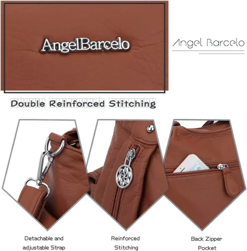 Vista 4 de Angel Barcelo Bolsos de cuero sintético para mujer, bolso de hombro, a la moda, bolsas para niñas