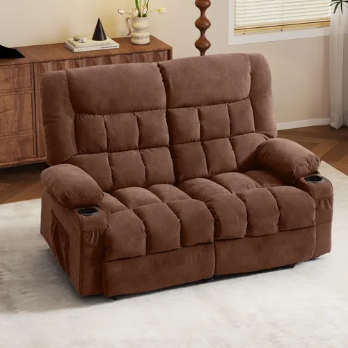 Vista 13 de BOSMILLER Sofá reclinable con portavasos para sala de estar, sofá manual de 3 asientos, reclinable con bolsillo lateral