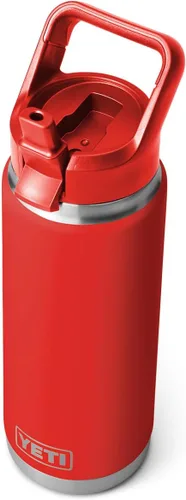 Vista 23 de YETI Rambler Botella de 26 onzas, aislada al vacío, de acero inoxidable, con tapa de popote a juego Rojo rescate