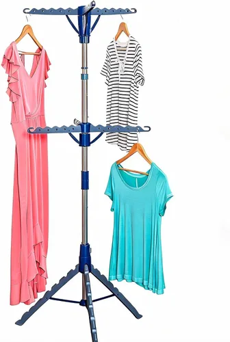 Vista 7 de Honey-Can-Do Trípode de secado de ropa de acero de 64 pulgadas plegable – Estante de ropa colapsable que ahorra espacio, soporte para secadora