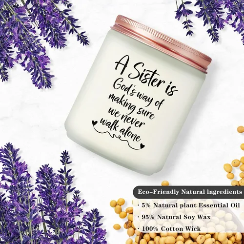 Vista 2 de Maybeone Vela Perfumada de Lavanda - Regalo de Hermana para Cualquier Ocasión - Cera de Soja 100% Natural - 50 Horas de Quemado