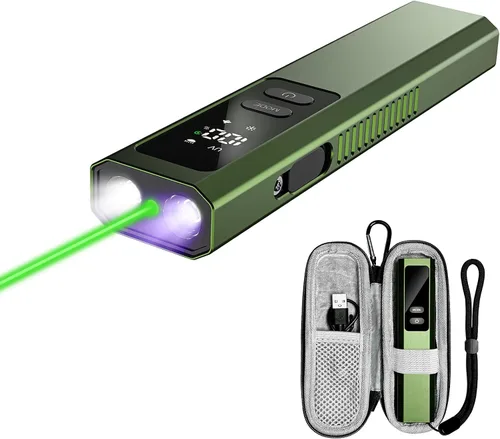 Vista 11 de Linterna EDC recargable 4 en 1, 1300 lúmenes, UV y láser verde Negro