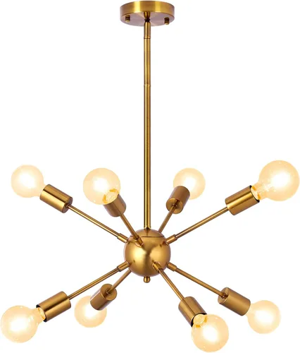 Vista 11 de SineRise Candelabros Sputnik Negros, 8 Luces Modernas Accesorio de Iluminación Sputnik con Altura Ajustable para Comedor, Sala de Estar, Cocina