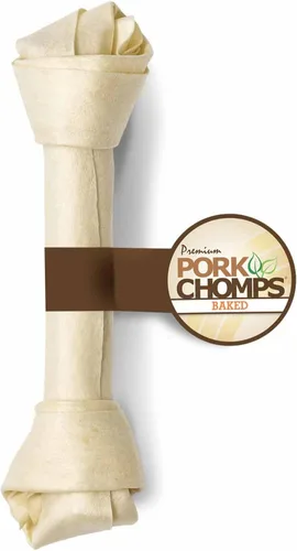 Vista 5 de Pork Chomps Masticables de piel de cerdo asada para perros, nudos de 6 pulgadas, 6