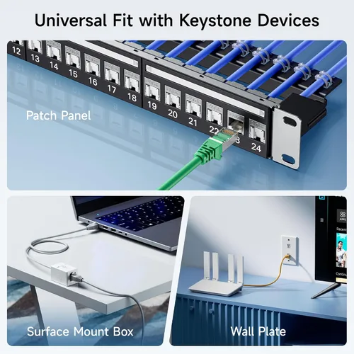 Vista 6 de Cable Matters Conector Keystone Cat6A / Cat6 RJ45 Blindado de 10Gbps con obturador integrado, con certificación UL, paquete de 6 Model 180014