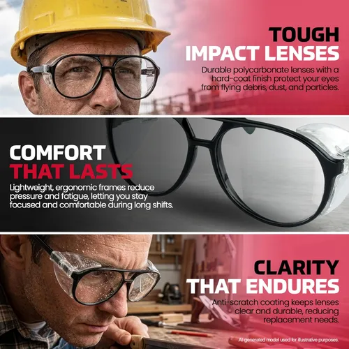 Vista 5 de SAS Safety Gafas de seguridad Lentes de policarbonato resistentes a impactos, lentes protectoras transparentes Protección UV ANSI Z87.1