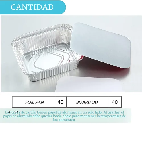 Vista 2 de Sartenes de aluminio pequeños de 1 libra con tapas (paquete de 40 – 5 x 4 pulgadas), utensilios de cocina desechables – tapas de cartón