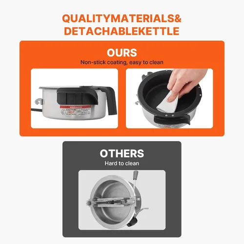 Vista 6 de VEVOR Máquina para hacer palomitas de maíz, máquina procesadora de palomitas de 480 W, hervidor de 4 onzas que hace 1.5 galones por lote, máquina