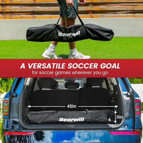 Vista 6 de Bearwill Portería de fútbol, red de fútbol de 12 x 6 pies, fácil instalación, portería de fútbol portátil para patio trasero con base de metal