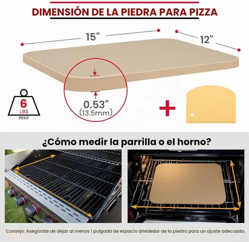 Vista 2 de Unicook Piedra para pizza de 15 x 12 pulgadas para horno y parrilla, piedra rectangular de cordierita, resistente a los golpes térmicos, ideal