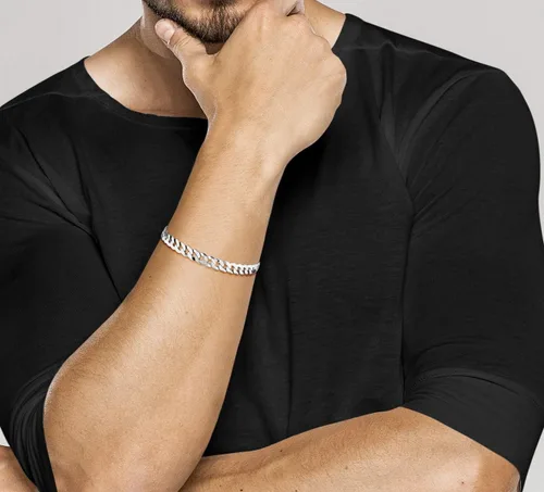 Vista 3 de Miabella Pulsera de plata de ley 925 italiana de 0.276 in de corte de diamante sólido de eslabones cubanos para hombres y mujeres, fabricada