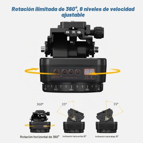 Vista 2 de YT-1000 Cabezal panorámico con control remoto, cabezal panorámico giratorio motorizado automático para teléfonos inteligentes/cámaras réflex