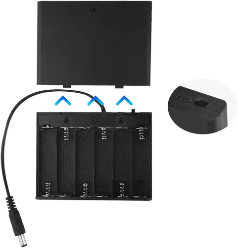 Vista 6 de WMYCONGCONG Caja de soporte de batería AA de 6 x 1.5 V 9 V con conector macho de CC de 0.083 x 0.217 in e interruptor de encendido/apagado